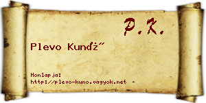 Plevo Kunó névjegykártya